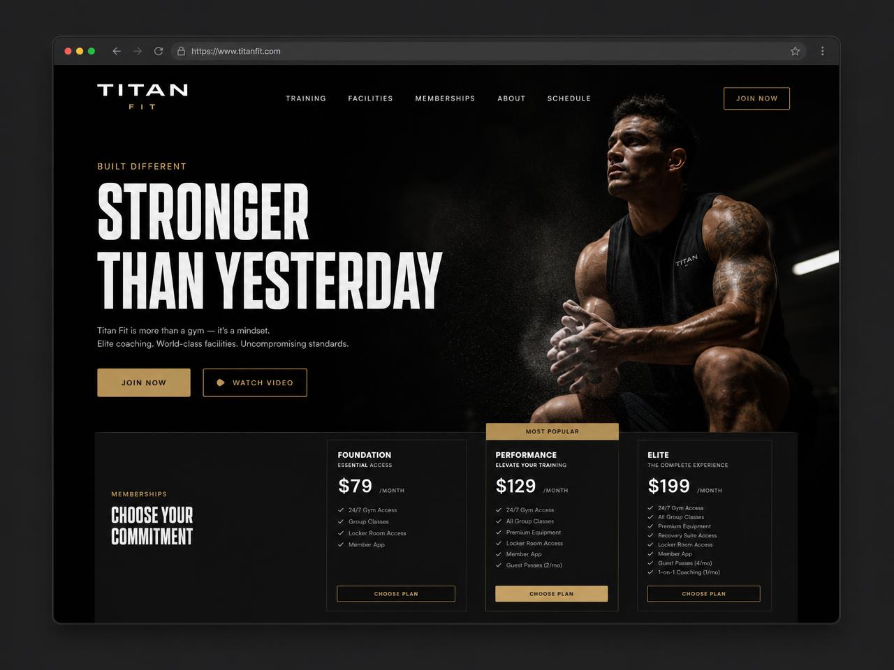 High-End Fitness Brand website design for Titan Fit