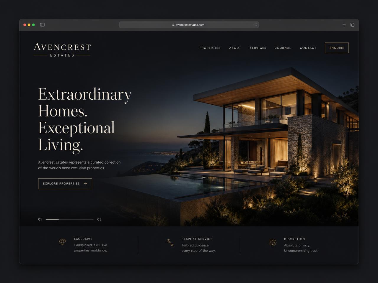 Luxury Real Estate website design for Avencrest Estates