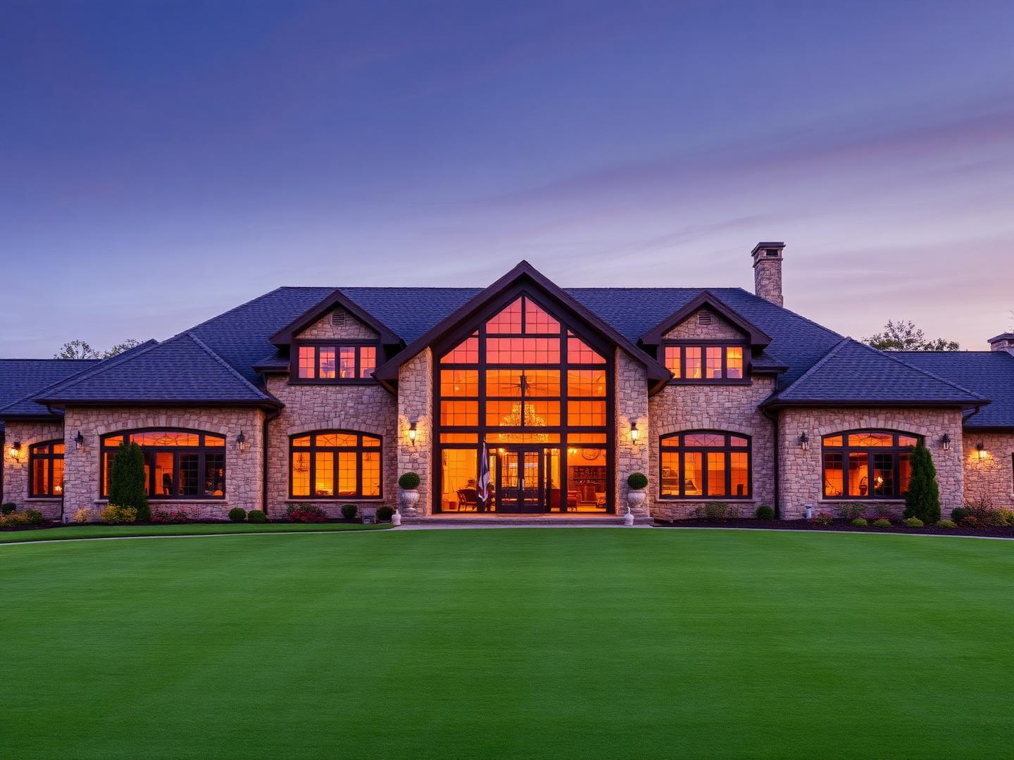The Fairview Links clubhouse at dusk